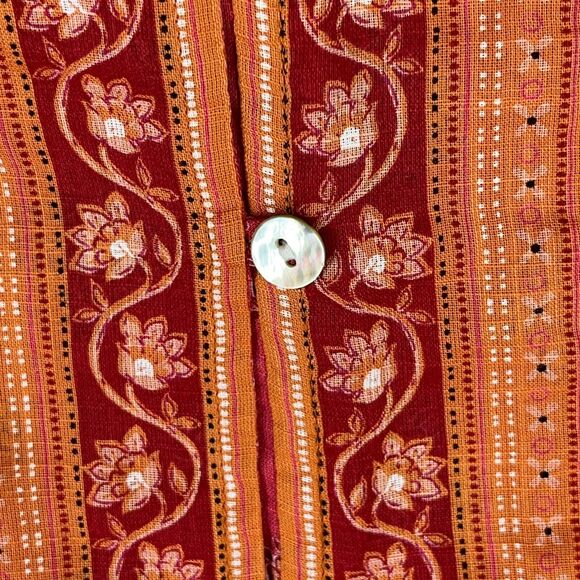 J.Jill Shirt Womens Extra Small Red Pearl Festival Boho Cottage Peasant Blouse - Picture 3 of 10